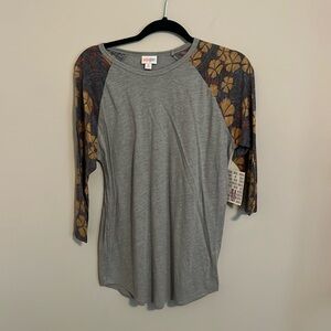 M Solid Body Floral Sleeve LuLaRoe Randy Tee